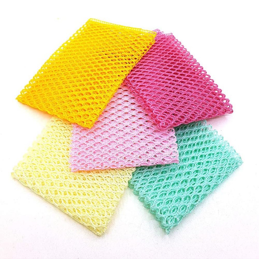 Kuwish Innovative Dish Washing Net Cloths, Quick Dry, Mesh Net for Washing, Dish Scrubber 11" by 11" 5 Pcs