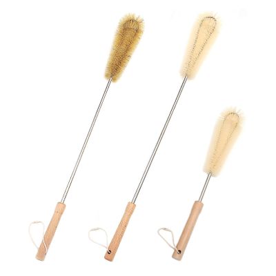 UPTALY 3 pcs Extra Long Bristle Brushes with Beech Wood Handle(24''/24''/15''), Nylon Kitchen Brush with Stainless Steel Pole, for Tall Bottle, Gallon Water Jug, Big Vessels, Floor Vase
