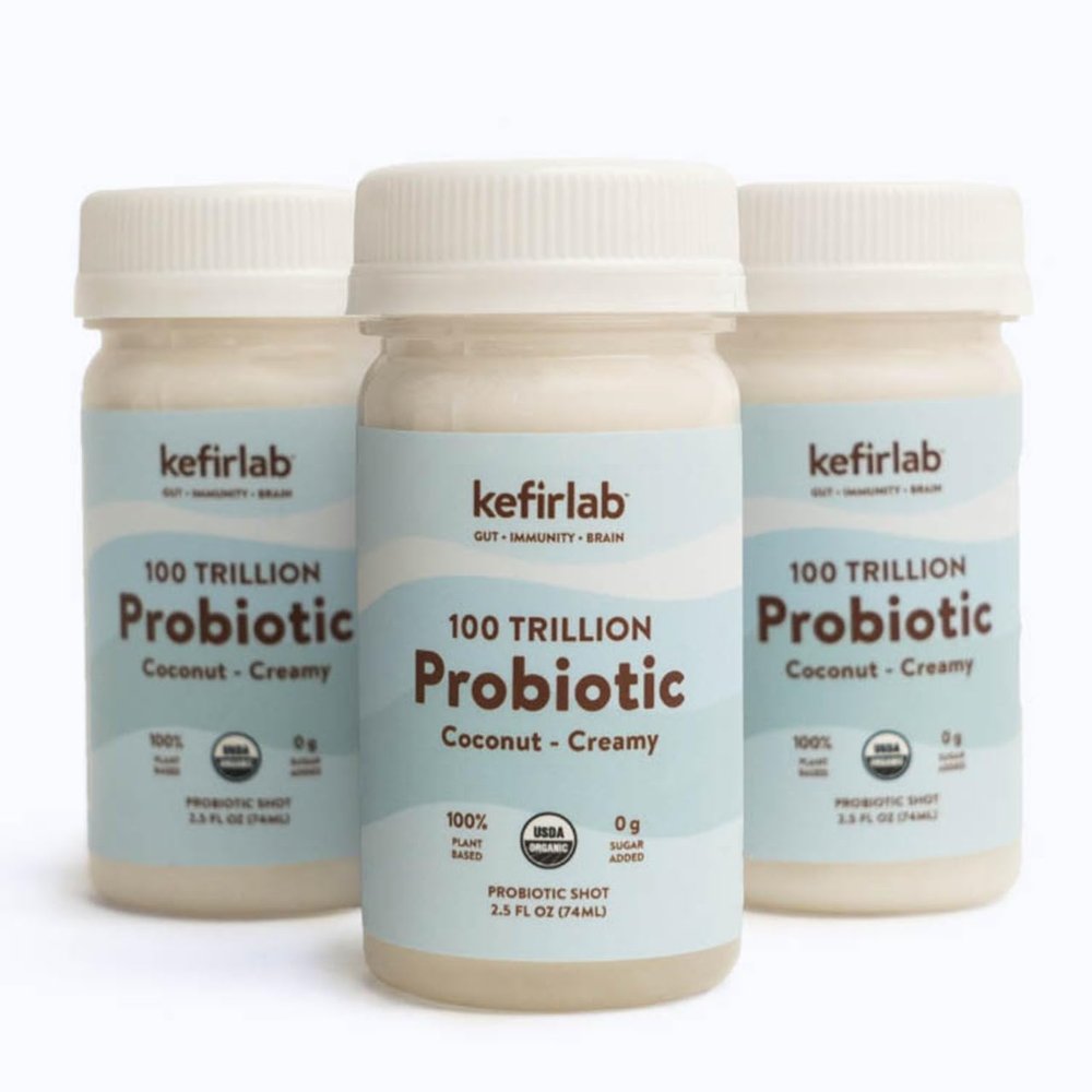 KefirLab Probiotics 100T CFU - 36 Strains - Vegan & Organic - Support Digestion, Immune System, Brain Health, Mood & Stress. Creamy (16-Pack)