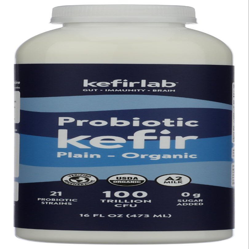 KEFIRLAB 100 Trillion Probiotic Kefir, Plain, 2 Week Gut Health Supply, No Sugar Added, USDA Organic, 3rd Party Lab Certified.