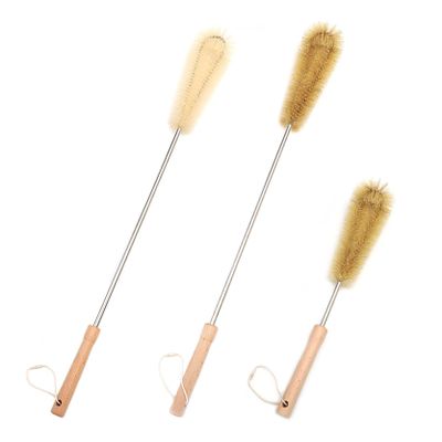 UPTALY 3 pcs Extra Long Brushes with Beech Wood Handle(24''/24''/15''), Bristle Brush with Extended Handle, Nylon Brush with Stainless Steel Pole, for Tall Bottle, Gallon Water Jug, Big Vessels