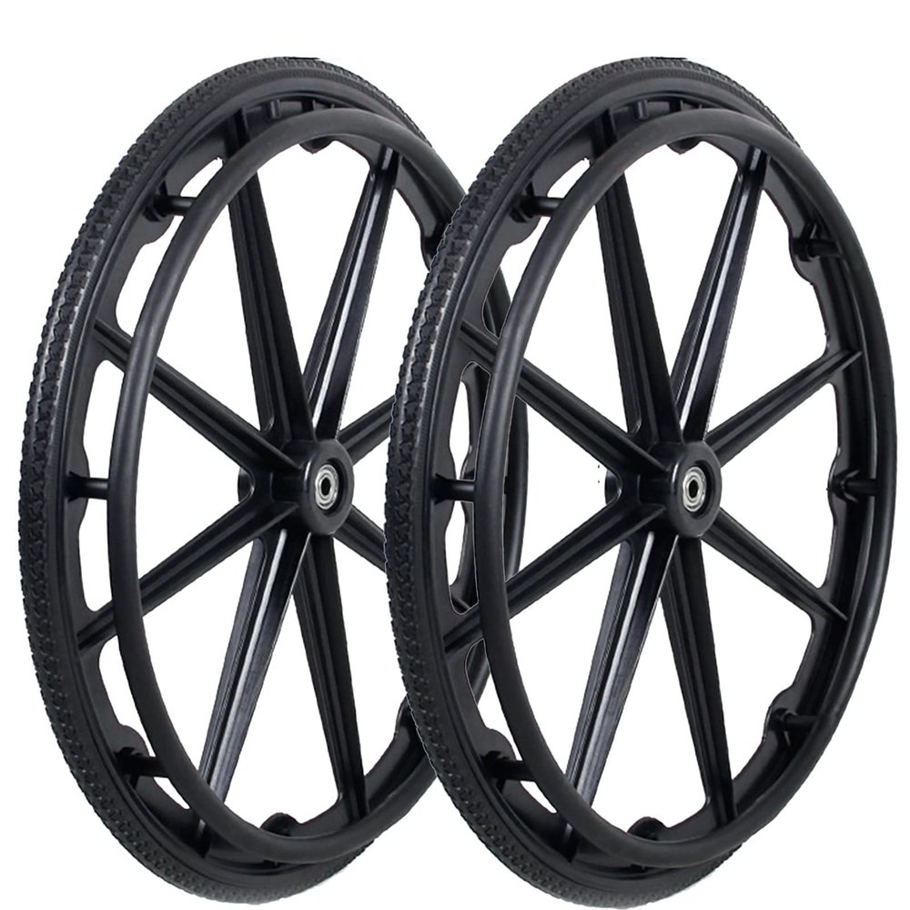 (1PR,Black) Wheelchair rear wheel replacement 24x1"wheel,Rear Wheel Assembly for 16-18-20 Inch Wheelchairs, Replacement parts (24 * 13/8(2count))