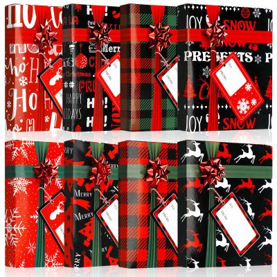 BBTO 24 Pcs Christmas Gift Card Box Holders with 24 Pcs Paper Gift Tags and Bows Xmas Cash Holder Present Wrap Boxes for Christmas Holiday Party Favor(Plaid, Elk, Tree, Snowflake, Character)