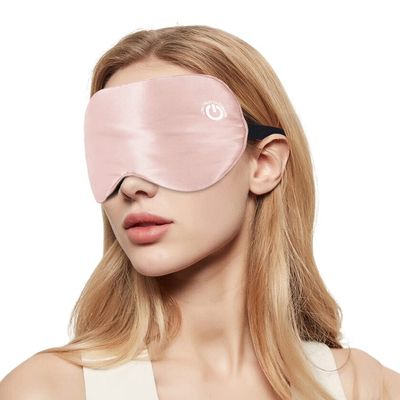 BRZSACR Heated Eye Mask Cordless - Electric Warm Eye Compress for Dry Eyes, USB Eyes Heating Pad to Relieve MGD, Blepharitis, Sinus, Stye or Chalazion, Hot Therapy Sleep Mask for Eyes, Silk (Pink)