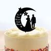 Wedding Topper To The Moon And Back Moon Star Wedding Anniversary Engagement Last Name Est Date Black Couple Initials Calligraphy Monogram Elegant Cake Topper Mr&Mrs Cake Topper Wedding Cake Topper view 1