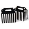 Happyhiram 50 Pcs Large Gift Boxes with Handles Black and White Stripes, 9x6x6 Gable Gift Boxes Party Favor Boxes Barn Style Carry Out Box Recyclable Lunch Boxes Paper for Food Kids Birthday view 1