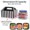 Happyhiram 50 Pcs Large Gift Boxes with Handles Black and White Stripes, 9x6x6 Gable Gift Boxes Party Favor Boxes Barn Style Carry Out Box Recyclable Lunch Boxes Paper for Food Kids Birthday view 3