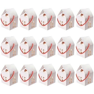 Milisten 15pcs Christmas Kraft Paper Treats Boxes House Shaped Paper Candy Box: White Paper Christmas Package Box for Wedding Xmas Party Favor Holder
