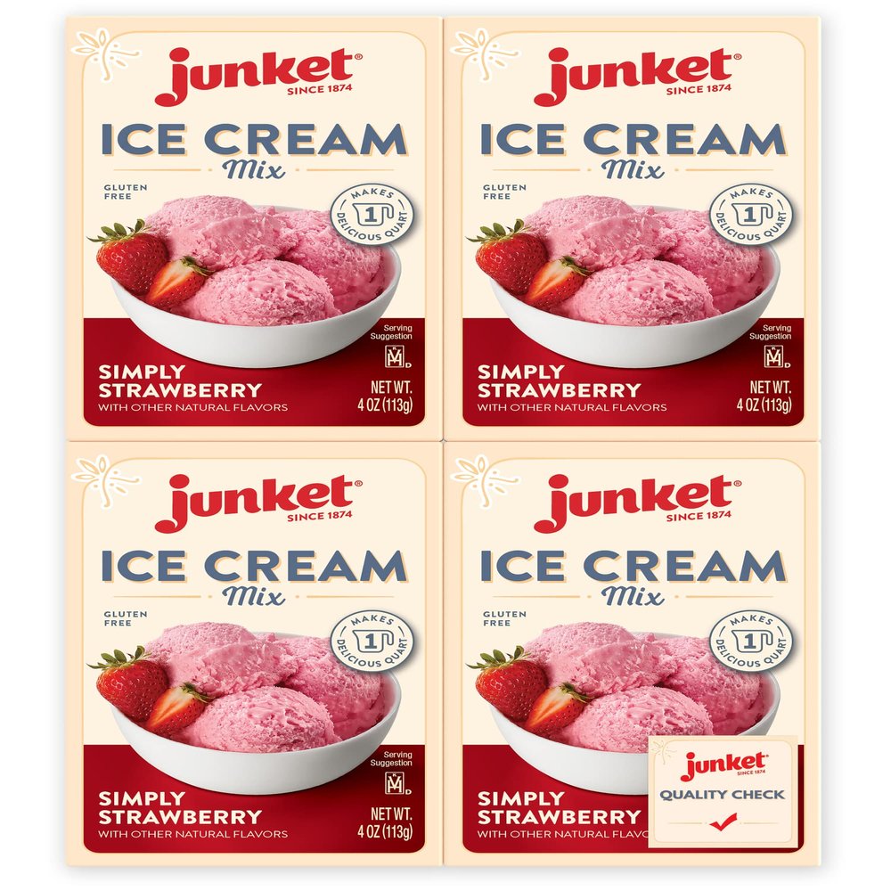 Junket Ice Cream Mix Simply Strawberry, 4 Ounce (Pack of 4)