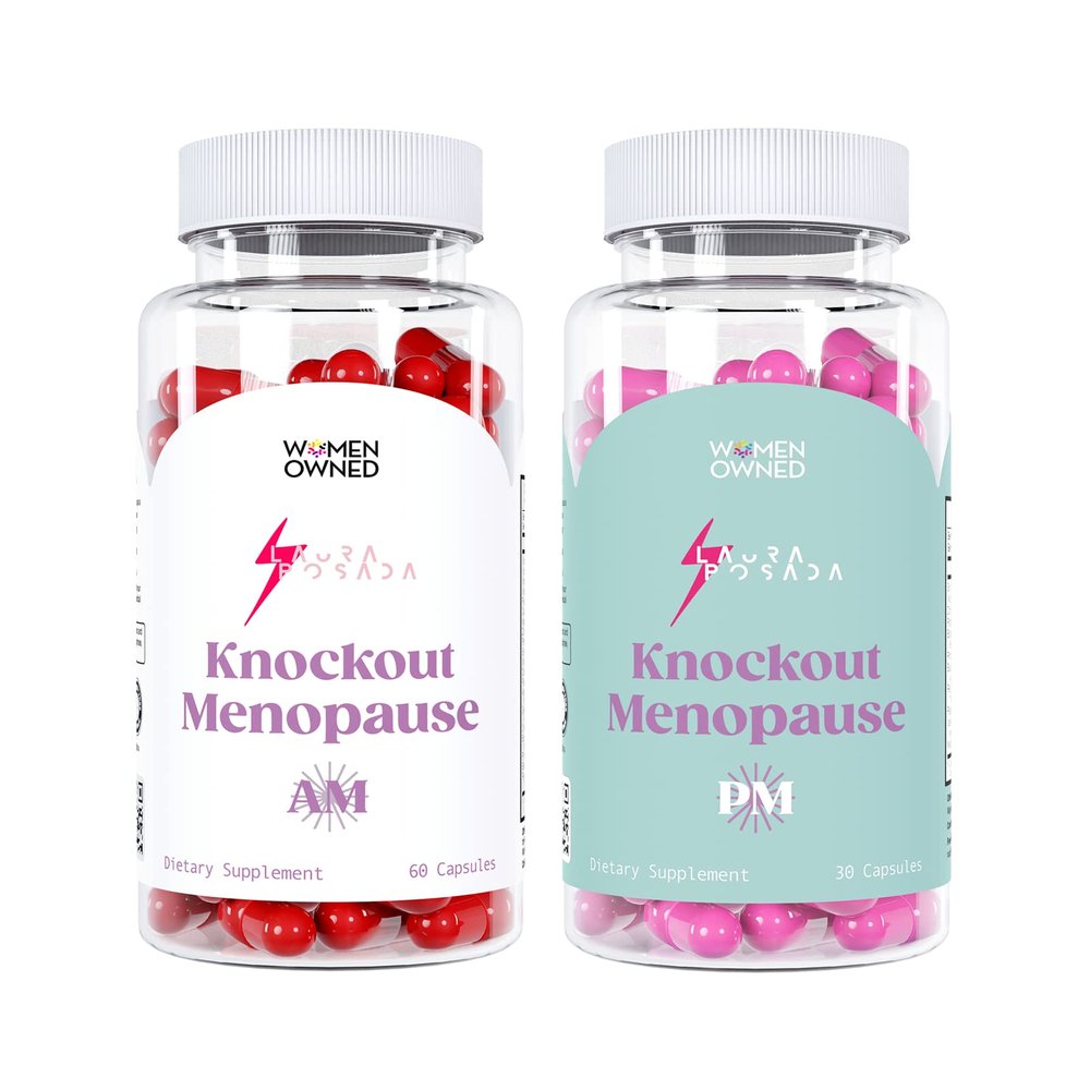 Knockout Menopause AM/PM Natural Relief Bundle Menopause Supplements for Women, Natural Menopause + Perimenopause Multi-Symptom Relief for Daytime and Nighttime Symptoms (1 Month Supply) (Bundle)