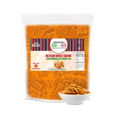 Amantoli - Mexican Duritos Square 4x4 Wheat 1Lb (453gr) Snack, Traditional, Crunchy, Delicious | Chicharron/Fritura De Harina En Forma De Cuadrado 4x4 Para Freir | Made In Mexico.