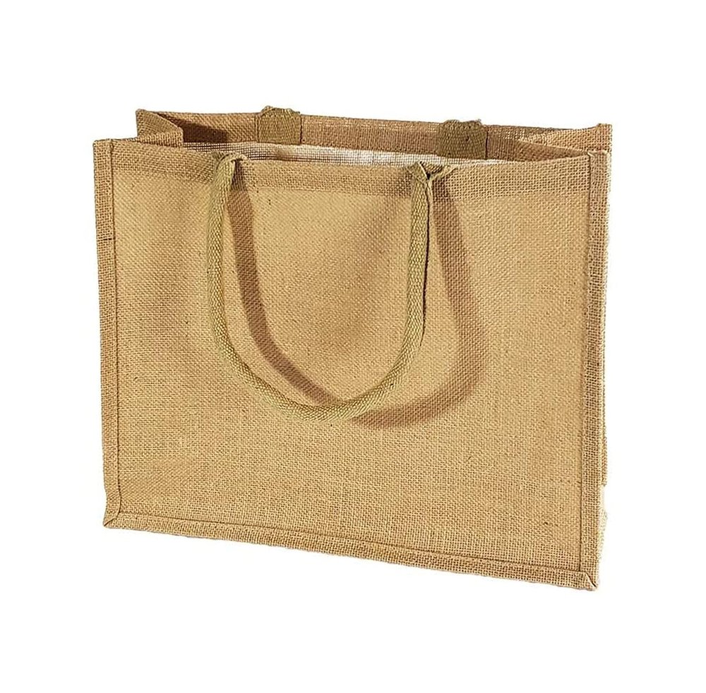 12-Pack Heavy Duty Sturdy Jute Burlap Tote Bags with Handles Reusable Grocery Shopping Bags Blank Fabric for DIY, Crafts (Large: 15.5" x 13.75" x 6")