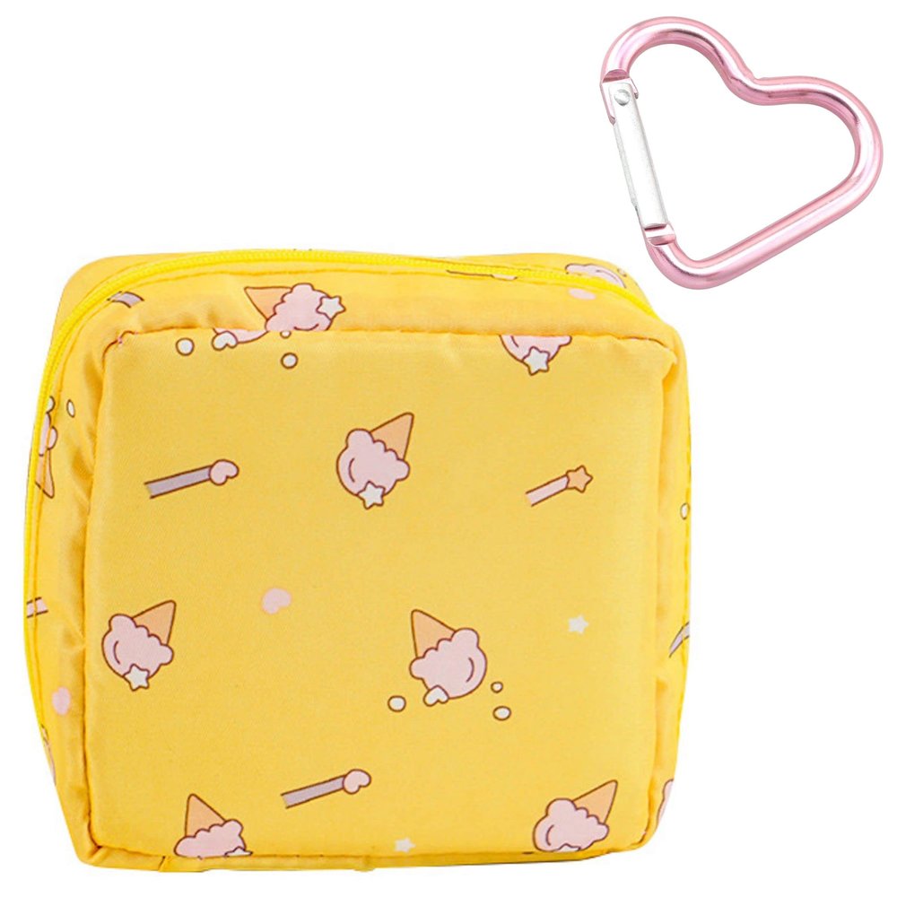 Adorable Pink Peri - Reusable Sanitary Napkin Pads Storage Bag Portable for Women Girls | Made of Nylon Water Resistance | Reusable | Zero Waste Period (Ice Cream)