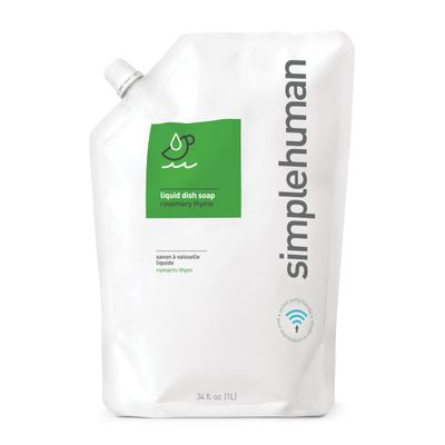 simplehuman Rosemary Thyme Dish Soap Refill Pouch, 34 Fl Oz.
