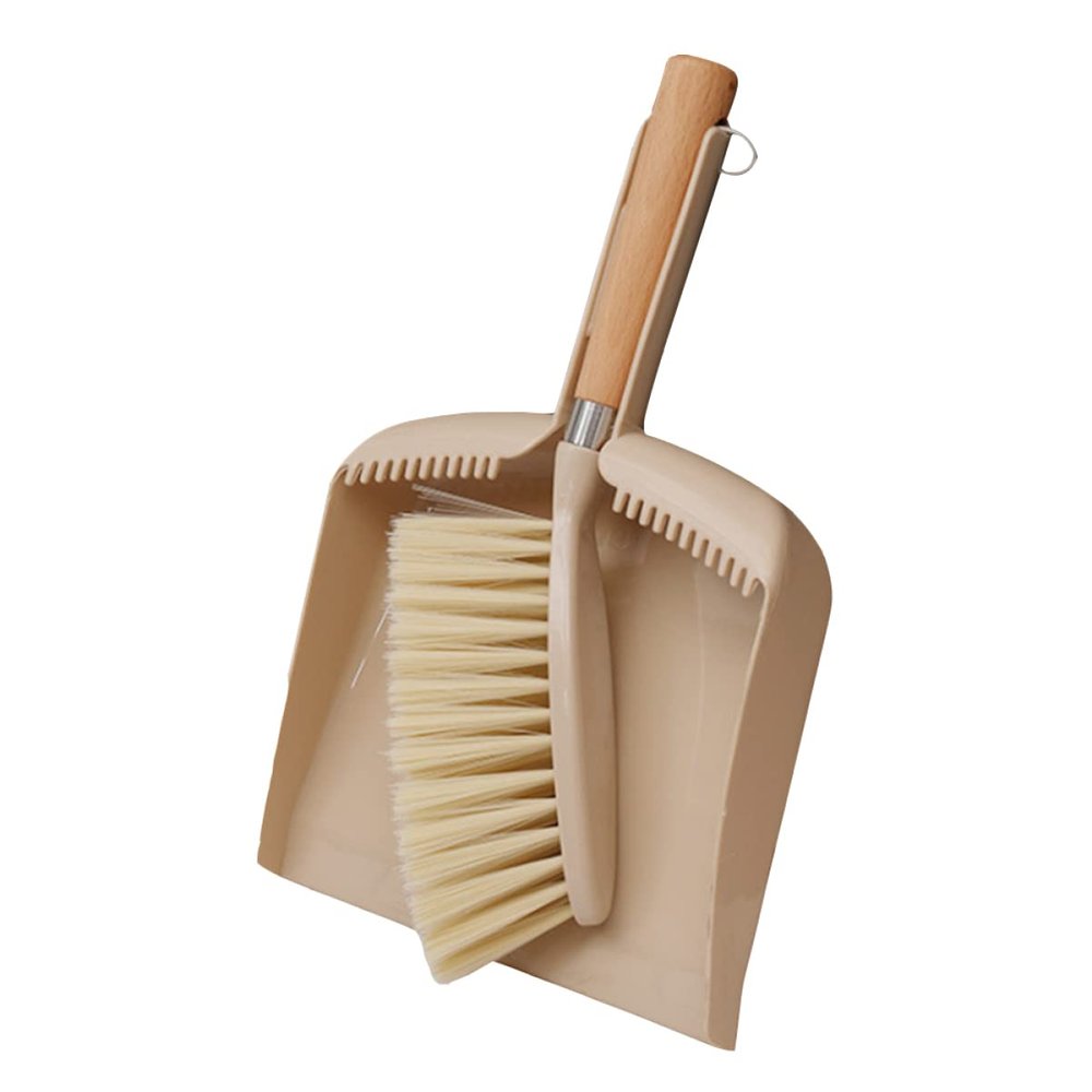 1 Set 2pcs Desktop Dustpan Cleaning Handheld Dustpan Duster Brush Table Clean Broom Brush Wood Dust Pan Keyboard Brush Portable Table Shovel Brush Combination Computer Whisk Wooden