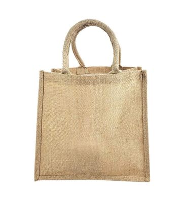 12-Pack Heavy Duty Sturdy Jute Burlap Tote Bags with Handles Reusable Grocery Shopping Bags Blank Fabric for DIY, Crafts (Medium: 12" x 12" x 7.75")