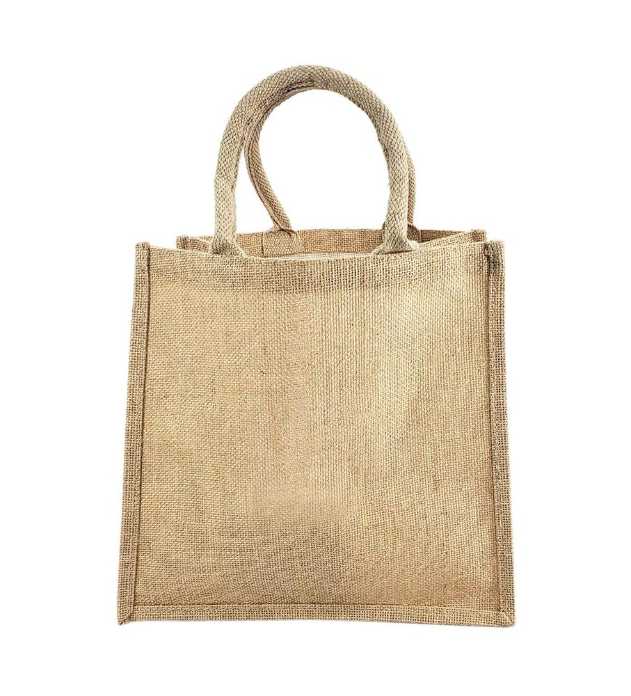 12-Pack Heavy Duty Sturdy Jute Burlap Tote Bags with Handles Reusable Grocery Shopping Bags Blank Fabric for DIY, Crafts (Medium: 12" x 12" x 7.75")