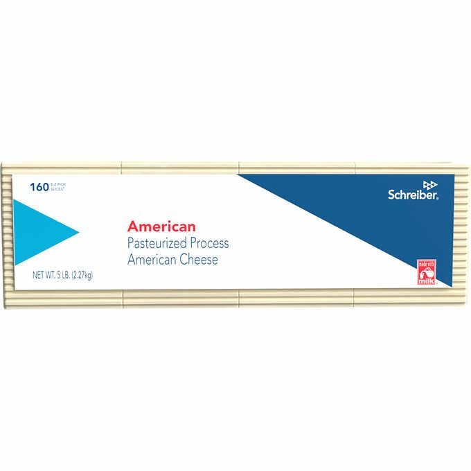 Schreiber 5 lb. 160 Count Pre-Sliced Real White American Cheese, Pack of 1