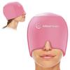 Migraine Relief Cap Ice Head Wrap Headache and Migraine Hat | Headache Relief with Hot/Cold Gel Head Ice Pack with Face and Eye Headache Mask Compress, Pink view 1