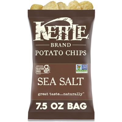 Kettle Brand Sea Salt Kettle Potato Chips, Gluten-Free, Non-GMO, 7.5 oz Bag (Pack of 12)