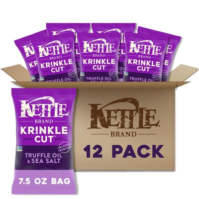 Kettle Brand Potato Chips, Krinkle Cut, Truffle Oil & Sea Salt Kettle Chips, 7.5 Oz (Pack of 12)