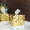 Efavormart 25 Pack | 2" Gold Sequin Glitter Mini Gift Boxes With White Ribbon Loop, Party Favor Boxes, Wedding Candy Cases view 1