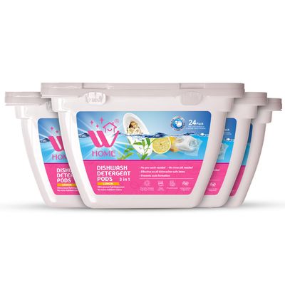WBM Dishwasher Pods, Formulated with Lemon Extracts, Effective on All Dishwashers, Prevent Scale Formation & Stubborn Stain, Dishwasher Detergent, 96 Pods