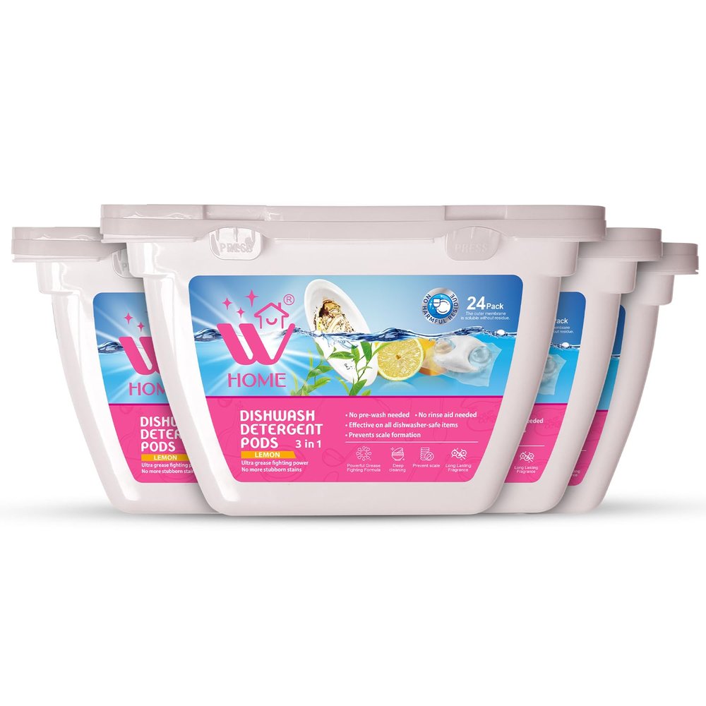 WBM Dishwasher Pods, Formulated with Lemon Extracts, Effective on All Dishwashers, Prevent Scale Formation & Stubborn Stain, Dishwasher Detergent, 96 Pods
