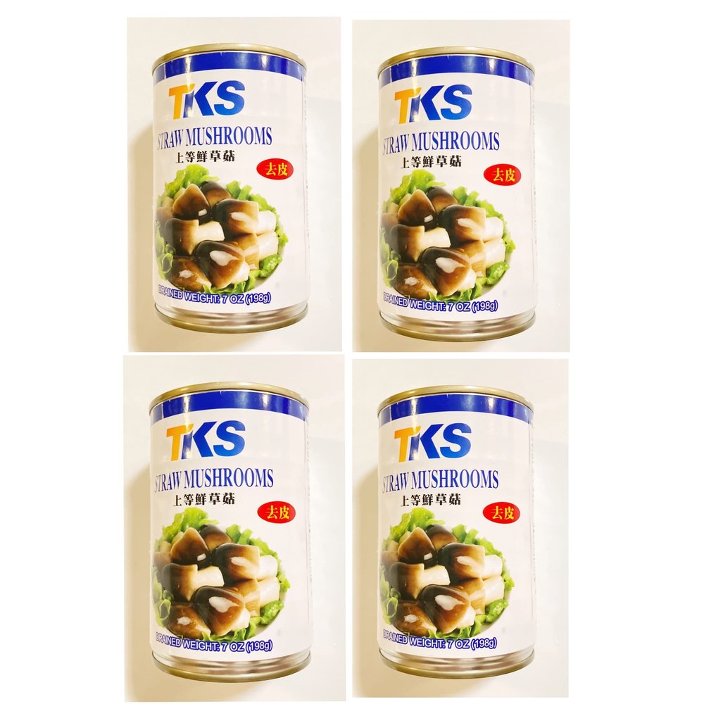 4 Cans TKS Straw Mushrooms 15 Oz Each (Peeled)