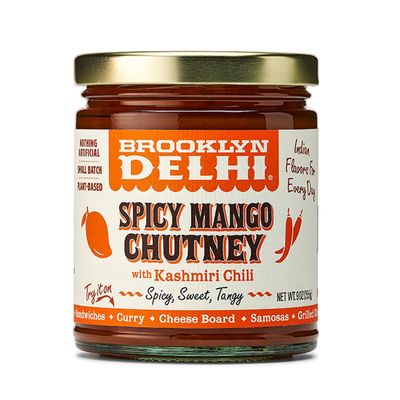 Brooklyn Delhi Spicy Mango Chutney - 9 Ounces - Made with Ripe Mangos, Golden Raisins, Fresh Ginger, Garam Masala, and Lemon Juice for a Nice Sour Note - Vegan - No Artificial Additives