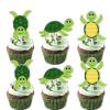 18pcs Green Glitter Turtle Dessert Cupcake Topper Ocean Sea Theme `Decor Supplies Baby Shower Boy Girl Happy Birthday Party Anniversary Wedding Decorations view 1