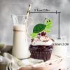 18pcs Green Glitter Turtle Dessert Cupcake Topper Ocean Sea Theme `Decor Supplies Baby Shower Boy Girl Happy Birthday Party Anniversary Wedding Decorations view 2