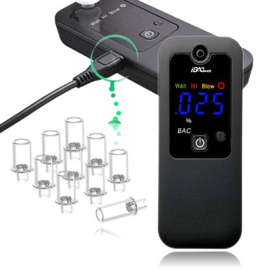 iBACheck Rechargeable Breathalyzer and Last 200 Test After Full Charged, 10 Memories and LED Display