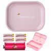 7Pcs Pink Rolling Paper Kit-1 1/4 Rolling Paper, 4 Booklets 78MM Rolling Papers, 7"x5.5" Rolling Tray, Storage Box, 78MM Rolling Machine/Roller (Pink Kit) view 1
