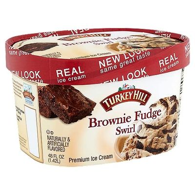 Turkey Hill Brownie Fudge Swirl, Premium Ice Cream, 48 Fluid ounce