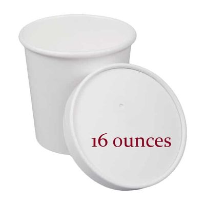 AME D'ESSENCE (16 oz-50 PC) Combo White Soup Containers for Hot Cold Food Paper Cups with Vented Lids Great with Ice Cream Gelato Yogurt Paper Soup Cups To Go Take Out Food Containers