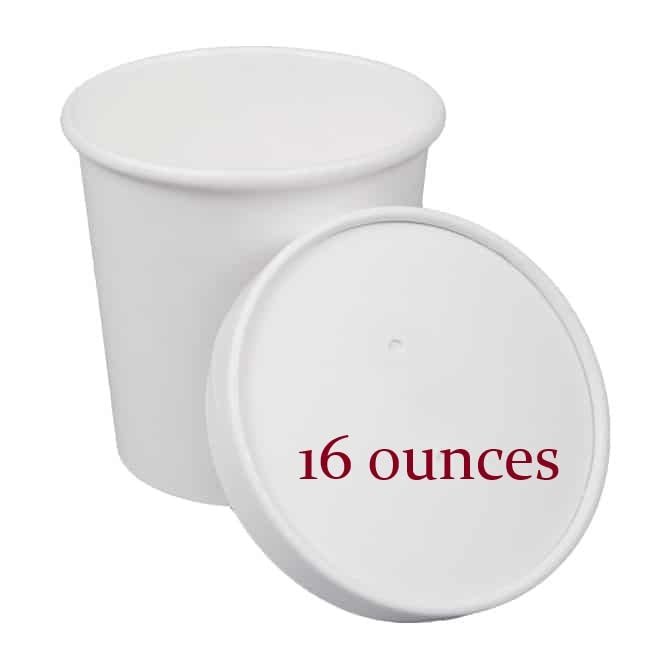 AME D'ESSENCE (16 oz-50 PC) Combo White Soup Containers for Hot Cold Food Paper Cups with Vented Lids Great with Ice Cream Gelato Yogurt Paper Soup Cups To Go Take Out Food Containers