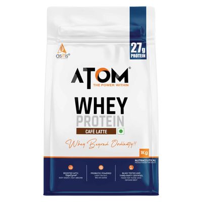 Asitis Nutrition AS-IT-is Atom Whey Protein 1kg/35.2 Oz with Digestive Enzymes | USA Labdoor Certified for Accuracy & Purity | Caf Latte Flavor | 27g Protein Cross-Flow Microfiltered Gluten-Free