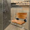 20 inchs Teak Folding Shower Seat Wall Mounted,Fold Down Shower Bench for Small Shower Space, Home Care Teak Wood Stool for Inside Shower,Pregnants-Maximum Load 440lb,for Elderly, Adults view 3