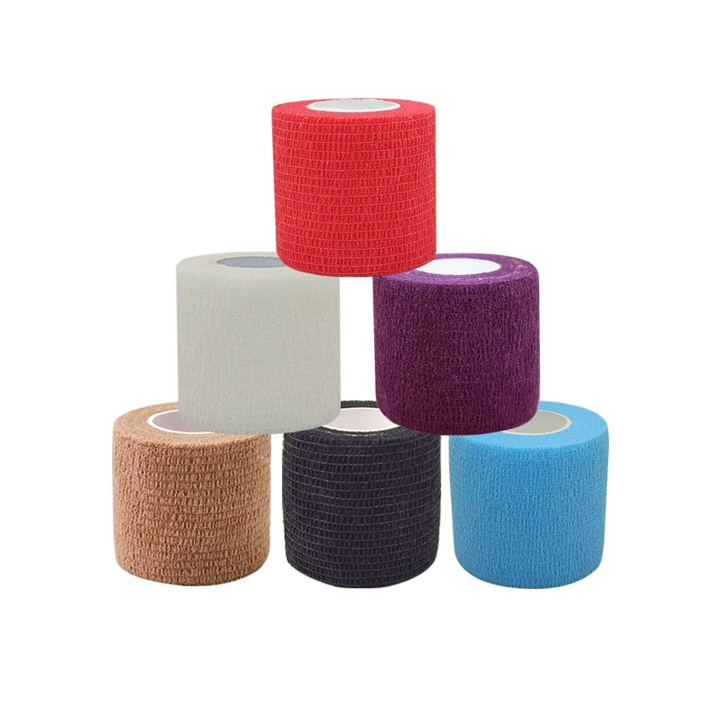 [6 Pack-2" x5Yards] MINGYUE Self Adhesive Bandage Wrap,Athletic Tape,Sports Tape,Wrist and Ankle Wrap Tape,Cohesive Bandage for Vet Tape(multi-color03)