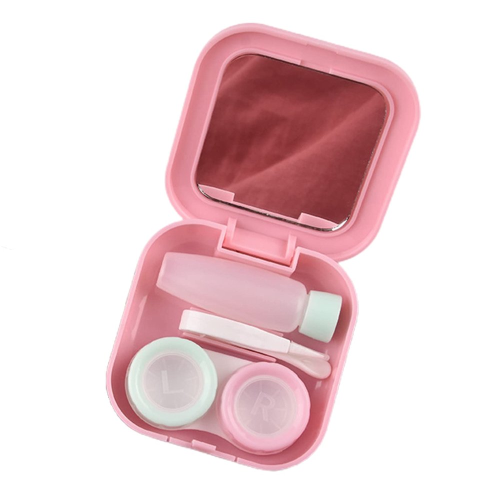 YOXIER Contact Lenses Travel Case Square Contact Lenses Care Kit Good Sealing for Gift Pink 1Pcs