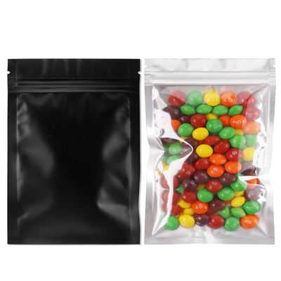 100 Pack Smell Proof Bags 4 x 6 Inch Resealable Mylar Bags Foil Pouch Flat Bag with Clear Window Black