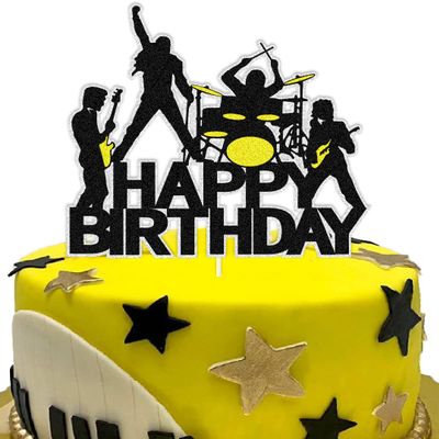 Rock and Roll Cake Toppers Rock Music Birthday Decoration with Band for Rock and Roll Themed Birthday Party
