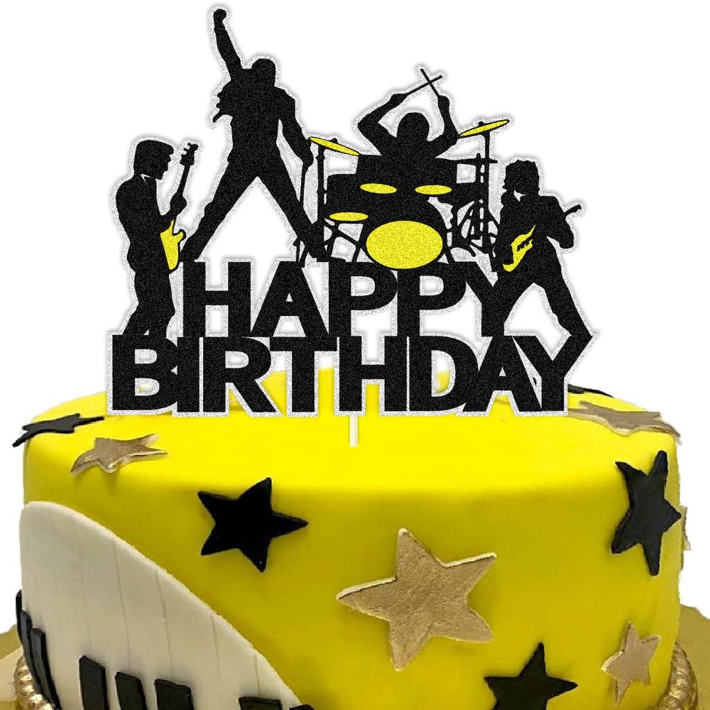 Rock and Roll Cake Toppers Rock Music Birthday Decoration with Band for Rock and Roll Themed Birthday Party