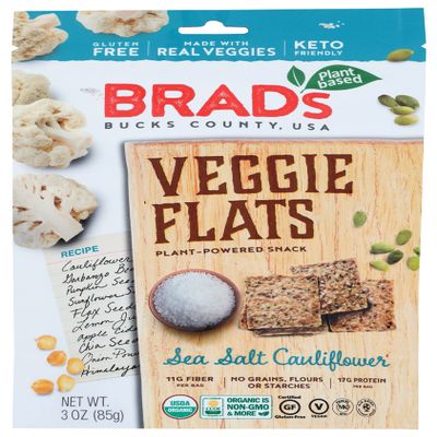 Brad's Organic Sea Salt Cauliflower Veggie Flats, Gluten Free, Vegan, 3 Ounce (Pack Of 12)