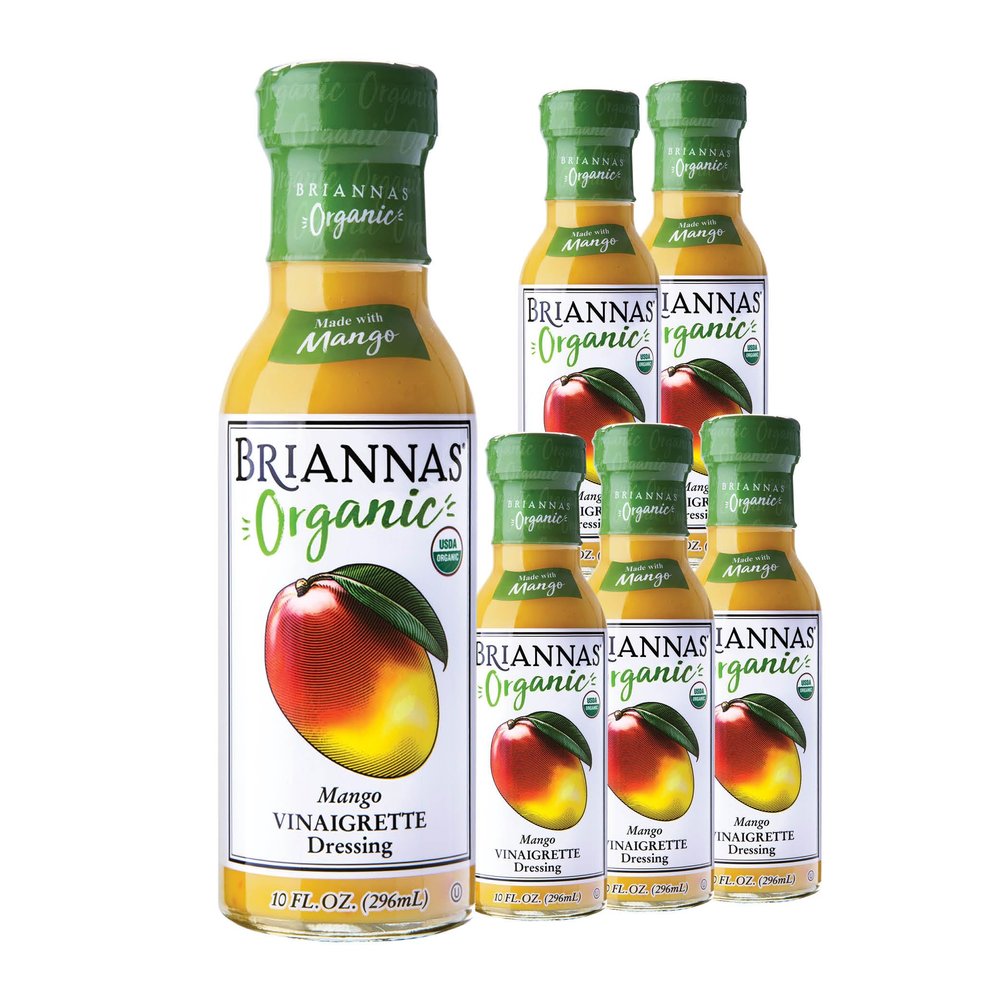 BRIANNAS - Organic Mango Vinaigrette Dressing - Certified Organic & Kosher Salad Dressing made with Premium Ingredients - 10 oz. Bottles - 6 Pack