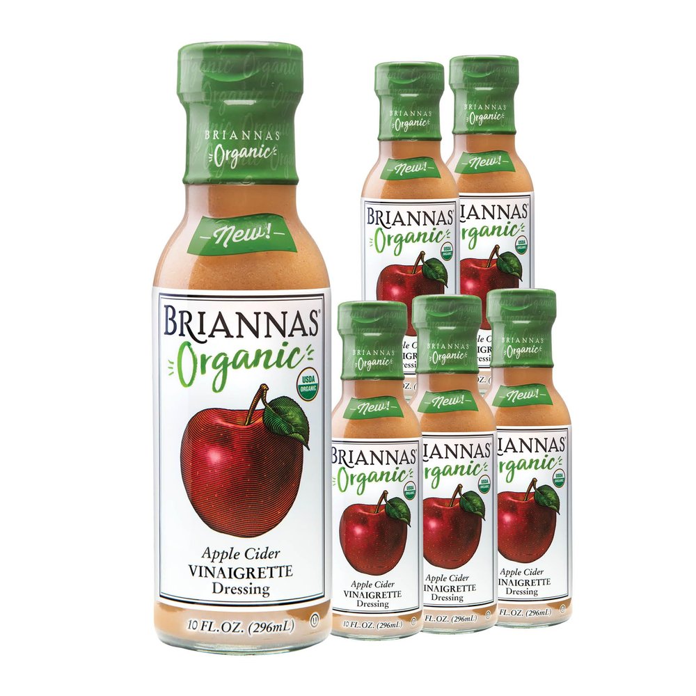 BRIANNAS - Organic Apple Cider Vinaigrette Dressing - Certified Kosher & Organic Salad Dressing made with Premium Ingredients - 10 oz. Bottles - 6 Pack