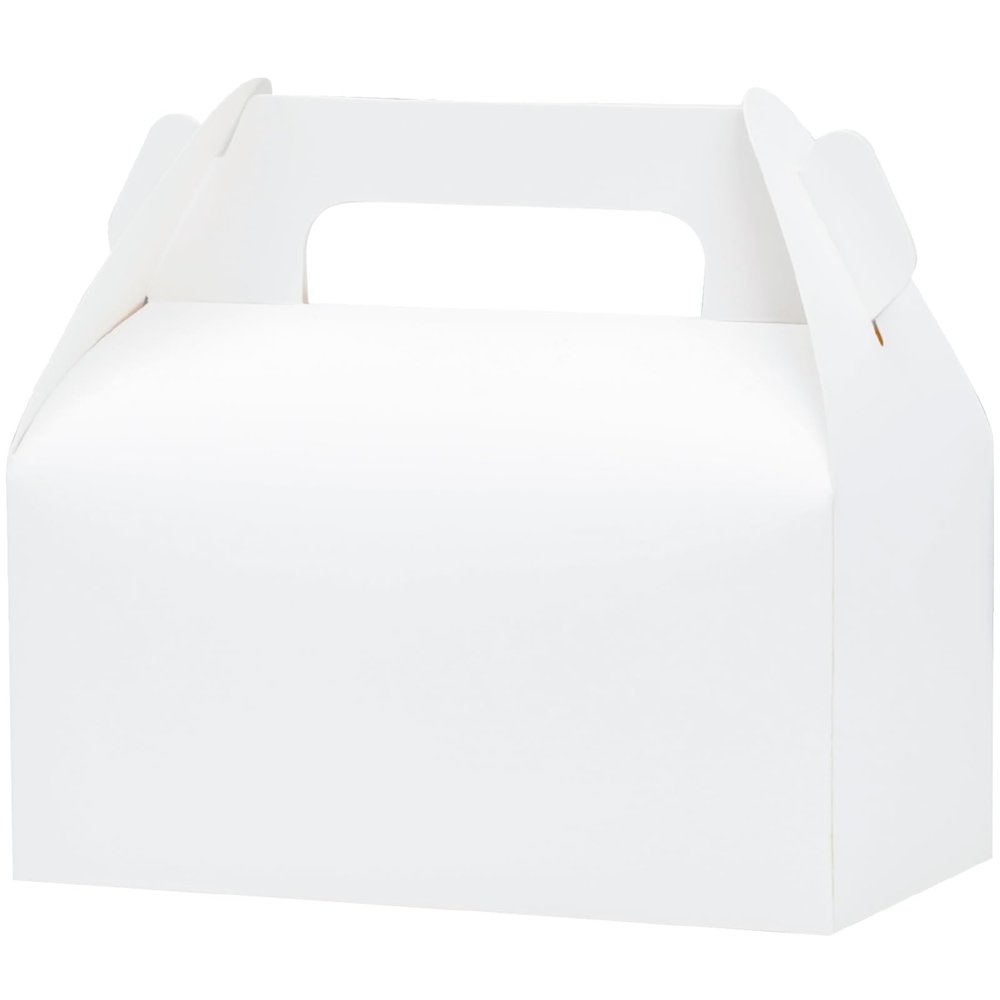 UnicoPak 30 Pack Party Favor Boxes Treat Boxes, White Gable Gift Boxes for Party Favors Goodies Cookies Treats Candies Meals Lunch, 6.5x3.5x3.5 Inches