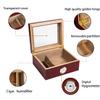 Somduy Cigar Humidor for 30-50 Cigars with Humidifier and Hygrometer,Desktop Cedar Wood Cigar Box Storage Case with Divider, Glass Top, Gift for Men,Reddish Brown view 4