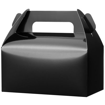 UnicoPak 30 Pack Black Gable Treat Boxes, Party Favor Boxes, Gift Boxes for Kids, for Snacks, Candy, Toys, Birthday Party, Wedding, Halloween, Christmas 6.5x3.5x3.5 Inches